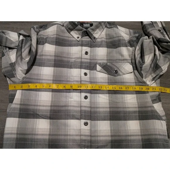 Alaskan Hardgear Men's Black White Gray Plaid Flannel Untucked Shirt Size Medium - Picture 5 of 7